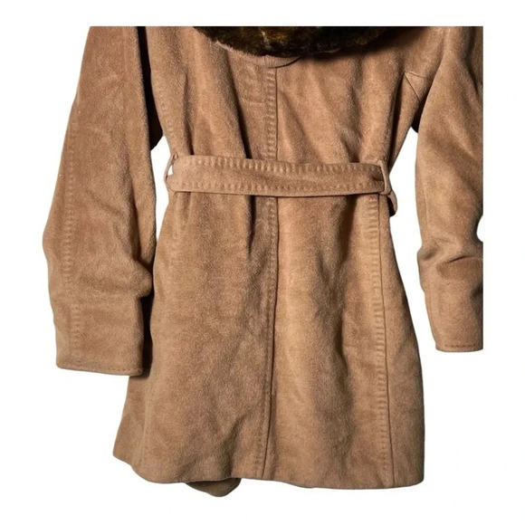 VOTRE NOM… OPEN FRONT WITH TIE CASHMERE COAT SIZE 1 (see measurements) TAN BROWN - Picture 7 of 7